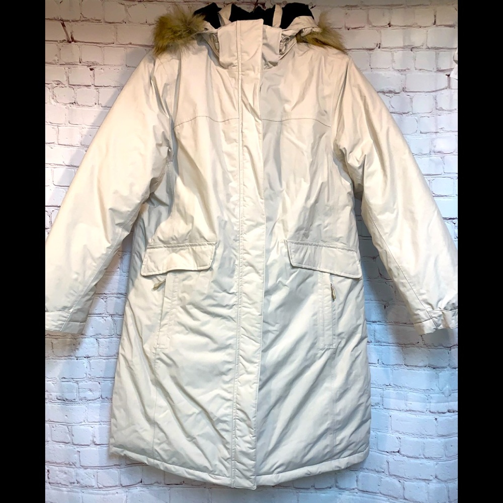 COPY - LL Bean Goose Down Ivory Puffer Coat Size L 46”
